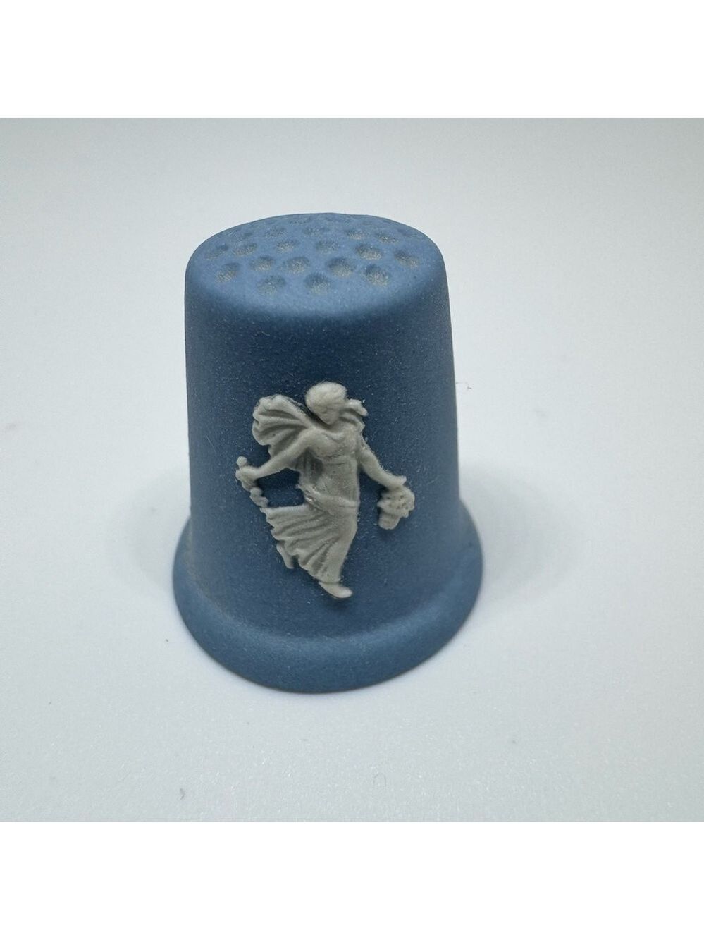 Wedgwood Floral Girl Blue Jasperware Collectible Thimble